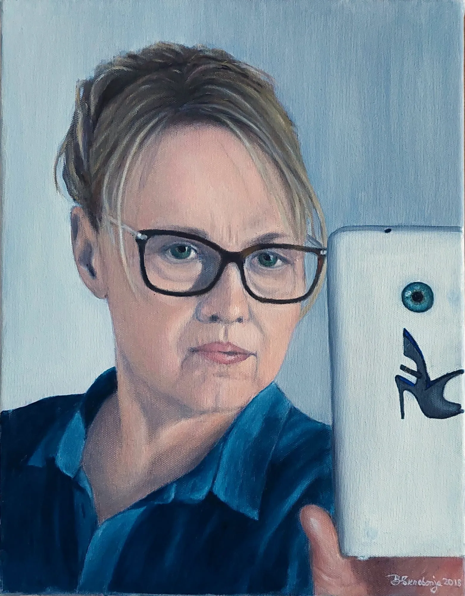 Slika „Autoportret“, ulje na platnu, 35 × 45 cm, Biljana Skrobonja