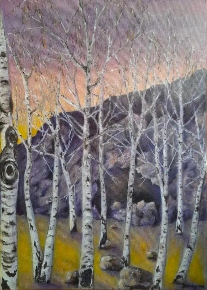 Slika „Breze“, ulje na platnu, 50 × 70 cm, Biljana Skrobonja