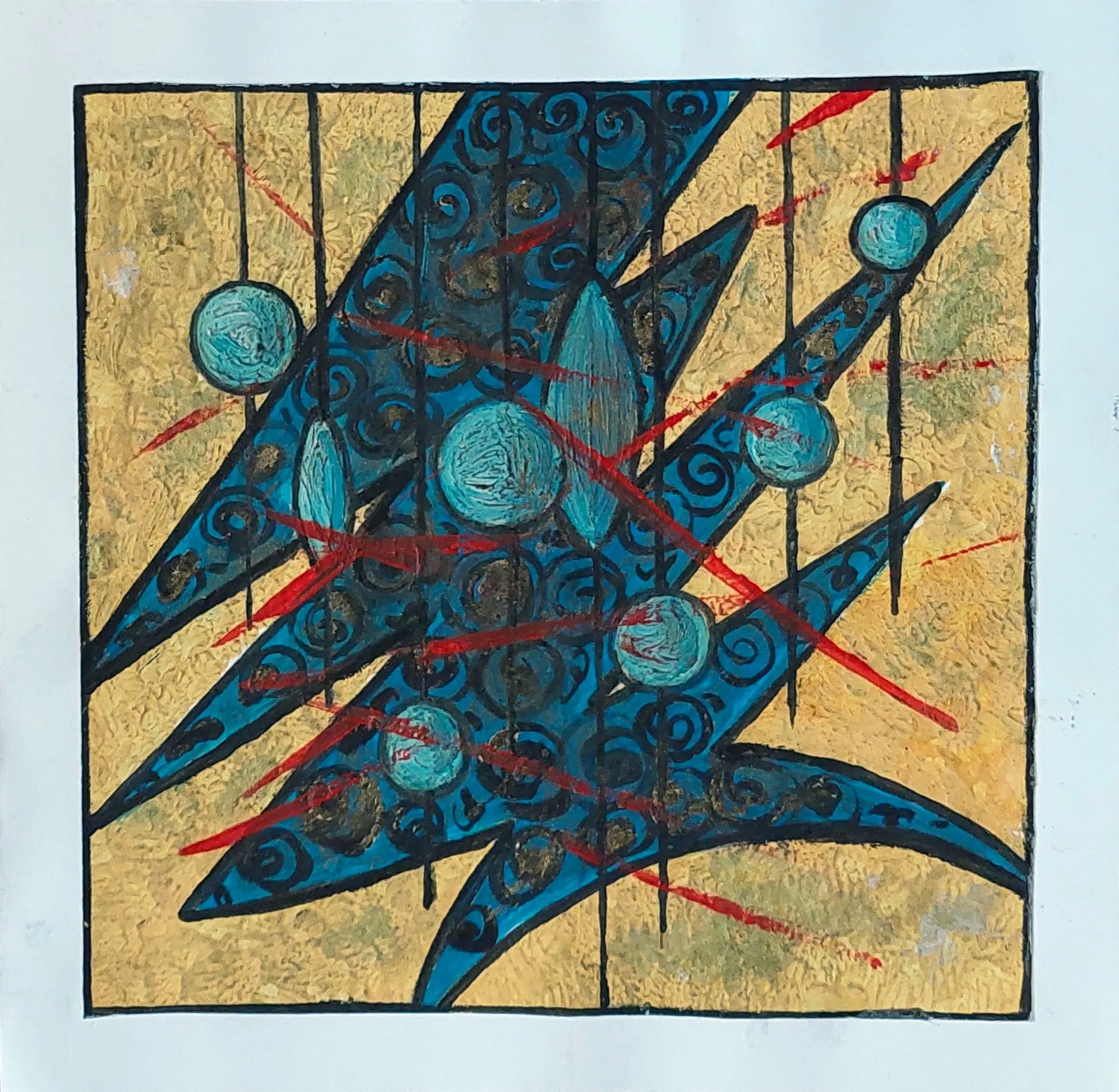 Slika „Čestitka“, mešovita tehnika na papiru, 14 × 14 cm, Biljana Skrobonja