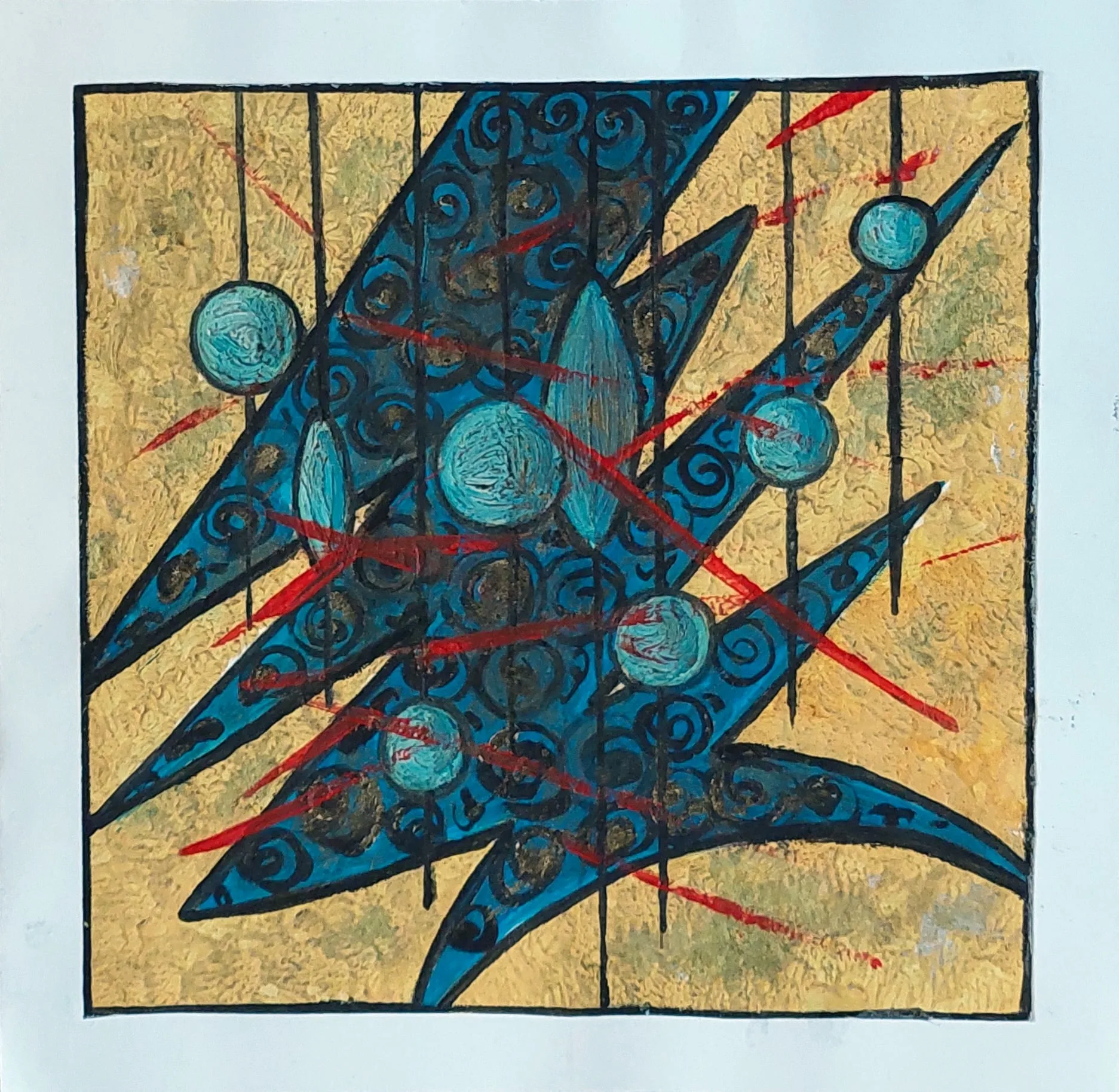 Slika „Čestitka“, mešovita tehnika na papiru, 14 × 14 cm, Biljana Skrobonja