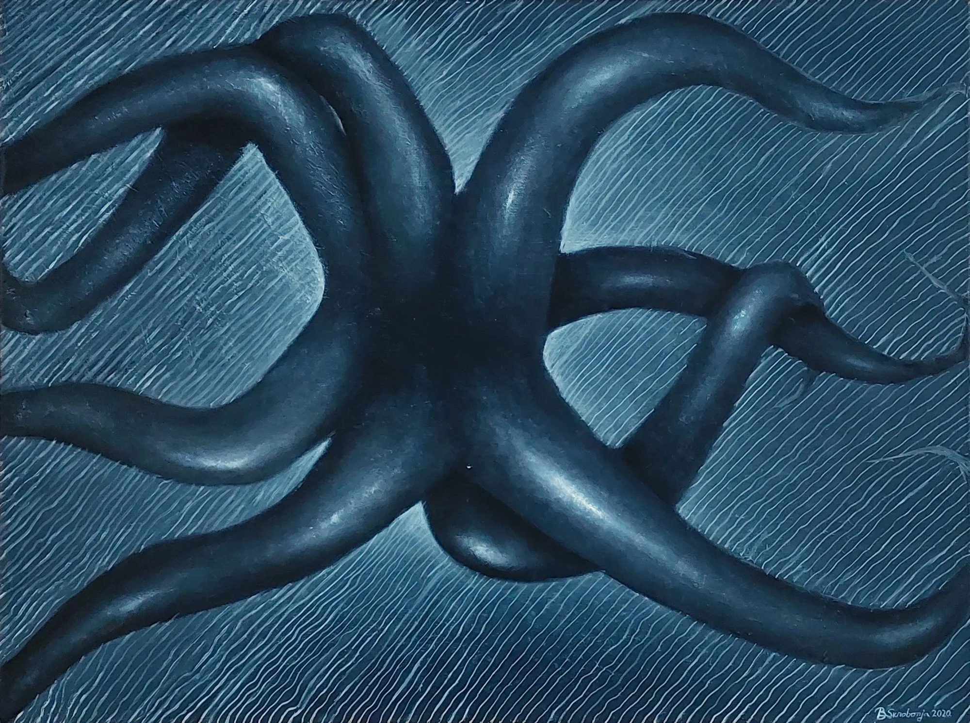 Slika „Hobotnica“, ulje na platnu, 80 × 60 cm, Biljana Skrobonja