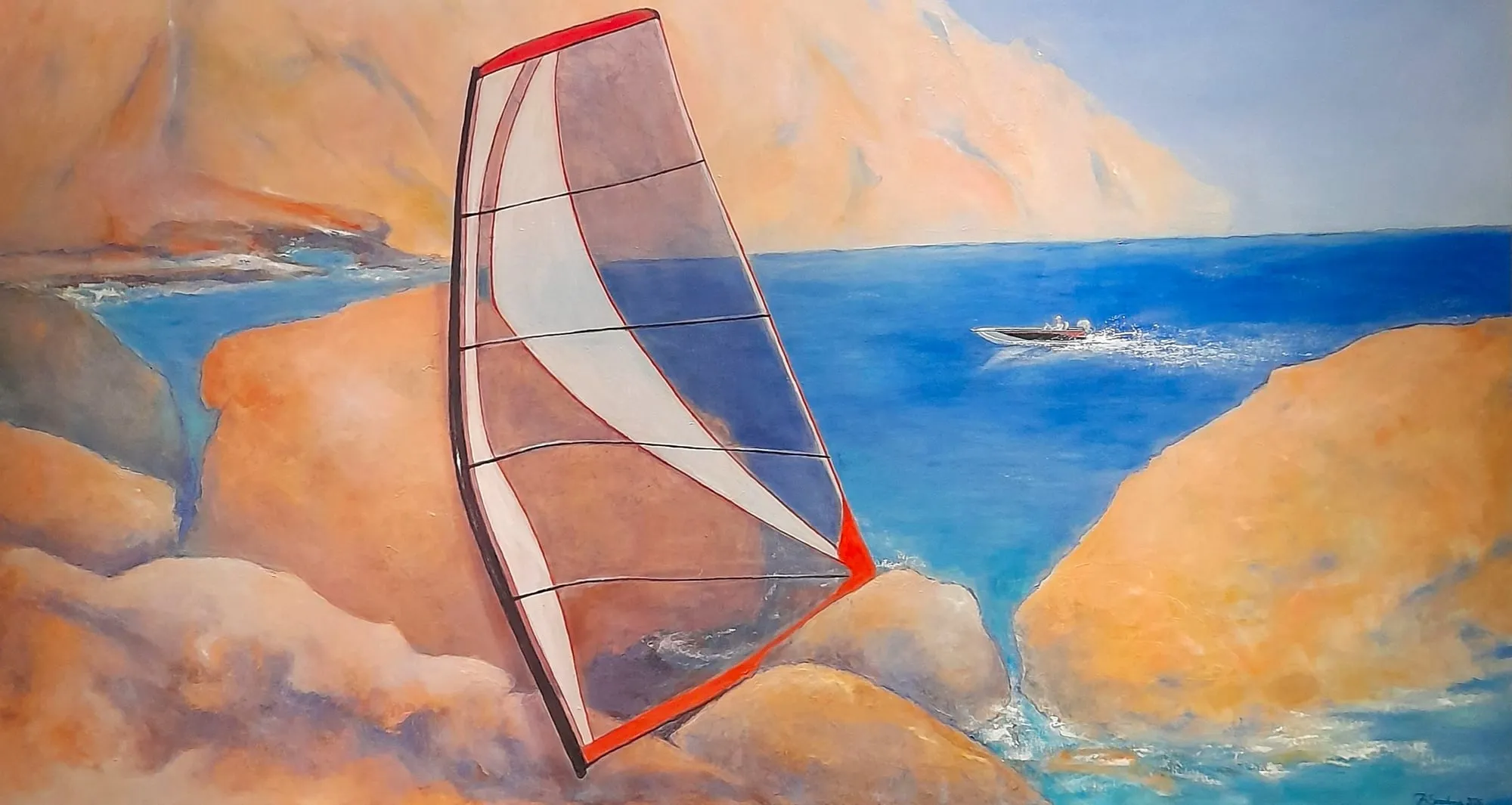 Slika „Jedro“, ulje na platnu, 180 × 100 cm, Biljana Skrobonja