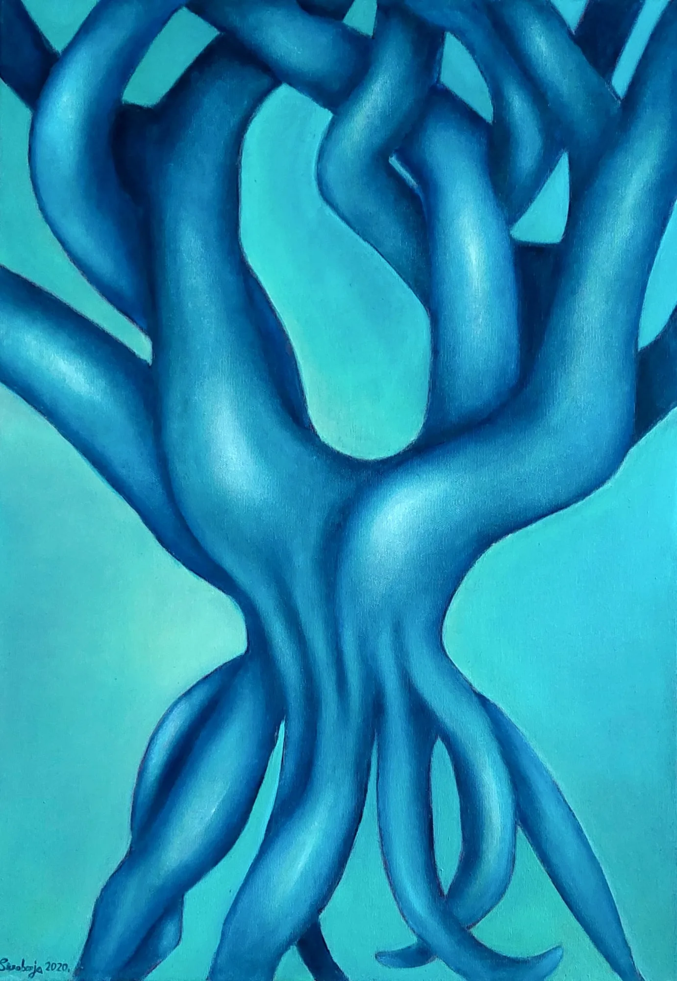 Slika „Koreni“, ulje na platnu, 50 × 70 cm, Biljana Skrobonja