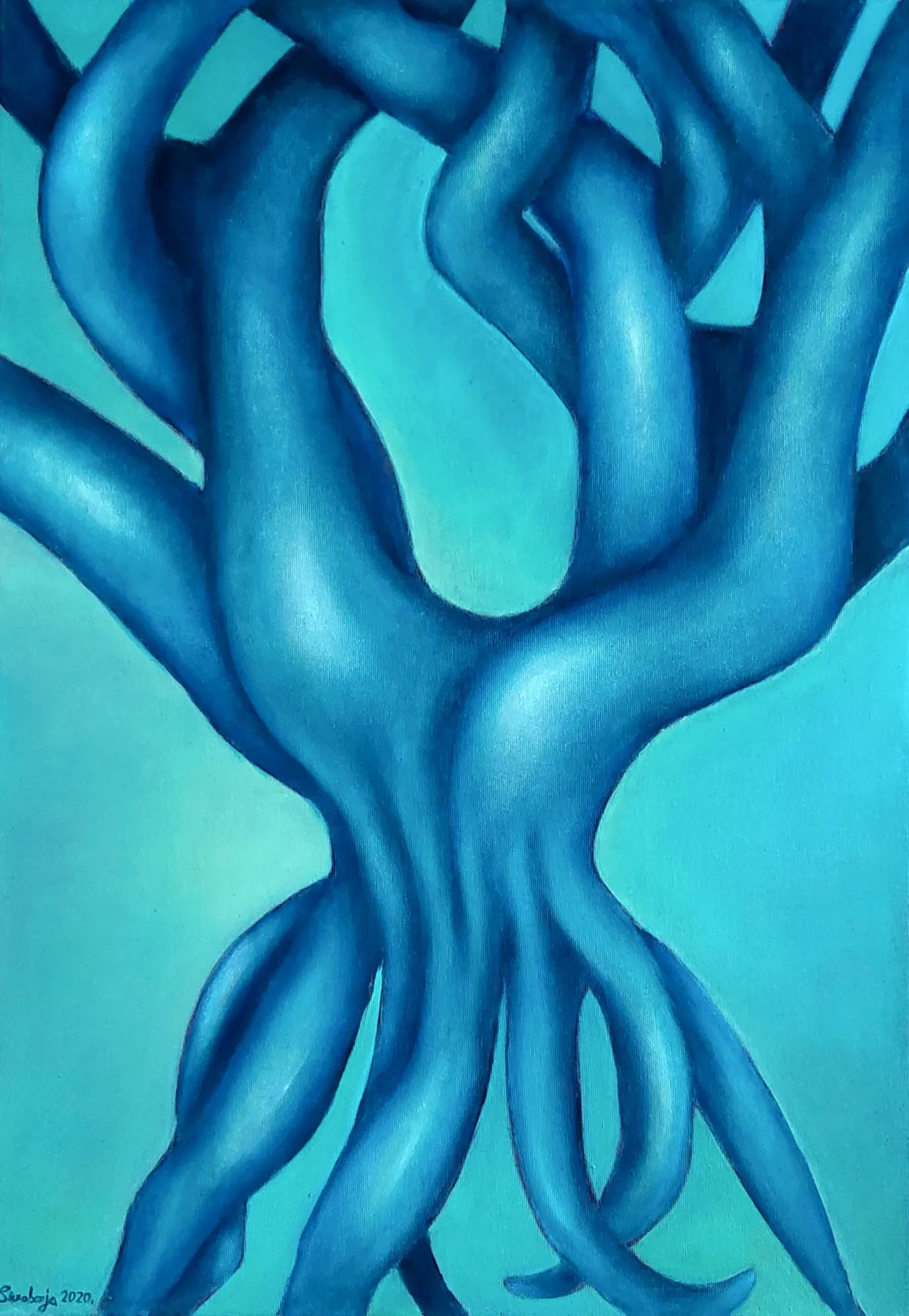 Slika „Koreni“, ulje na platnu, 50 × 70 cm, Biljana Skrobonja