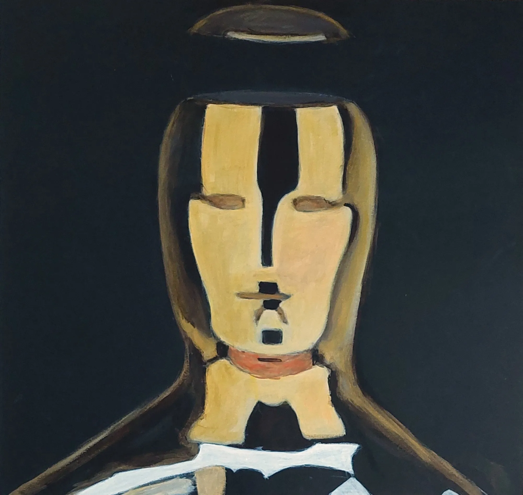 Slika „Maska“, akril na papiru, 50 × 48 cm, Biljana Skrobonja