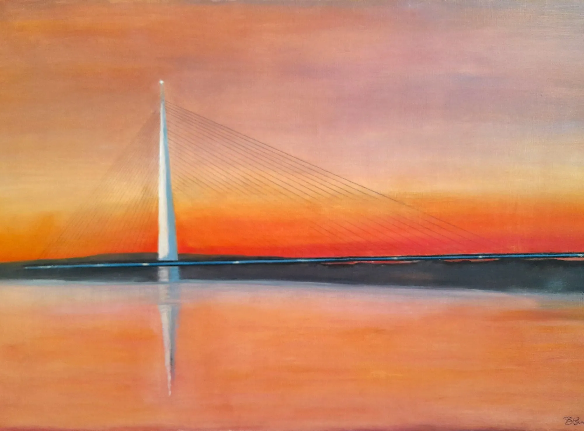 Slika „Most na Adi II“, ulje na lesonitu, 85 × 55 cm, Biljana Skrobonja