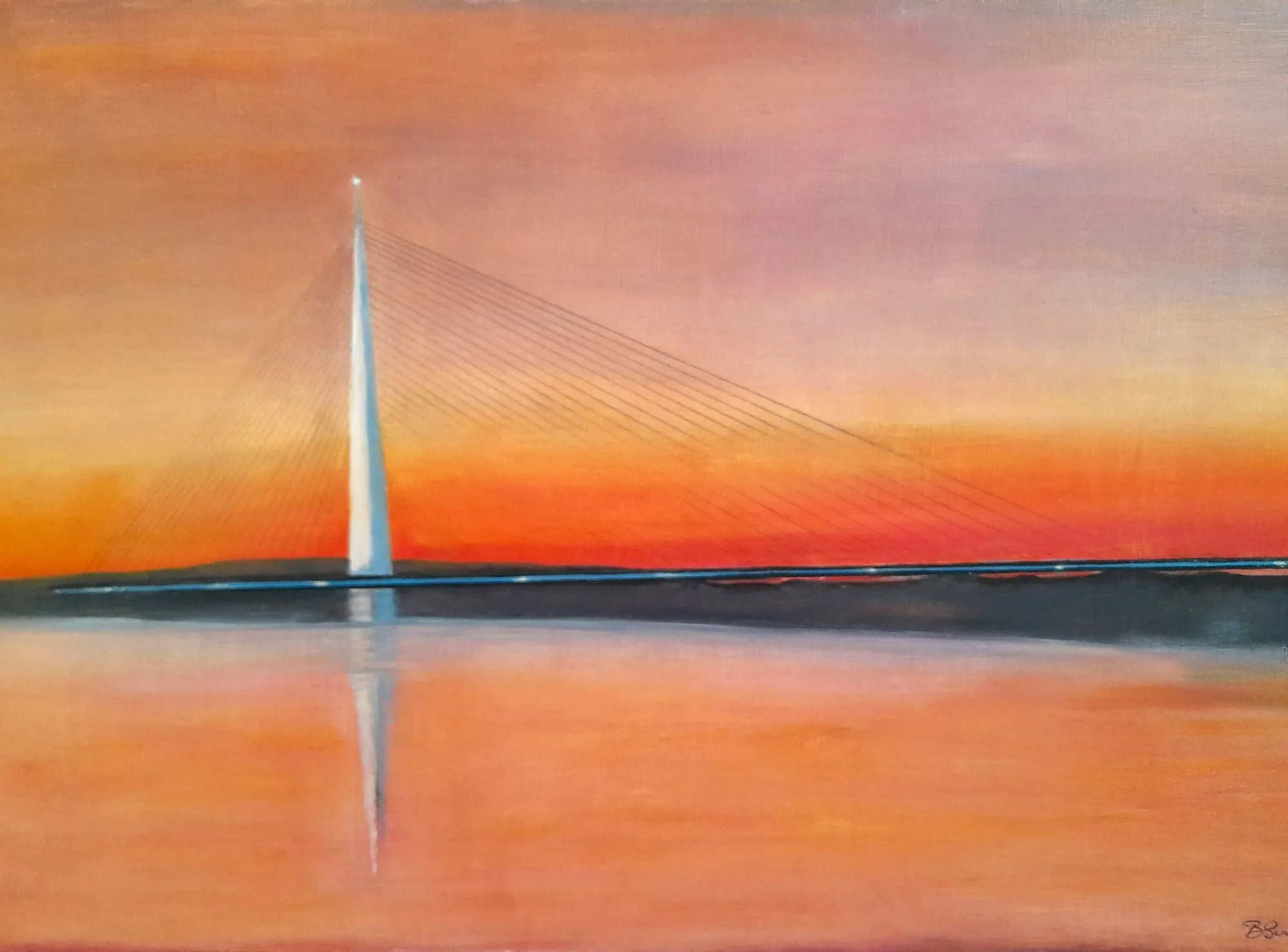 Slika „Most na Adi II“, ulje na lesonitu, 85 × 55 cm, Biljana Skrobonja