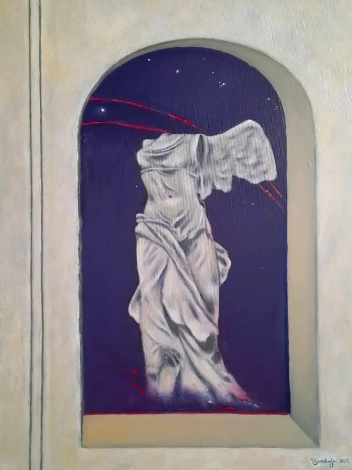 Slika „Nika u niši“, ulje na platnu, 50 × 70 cm, Biljana Skrobonja