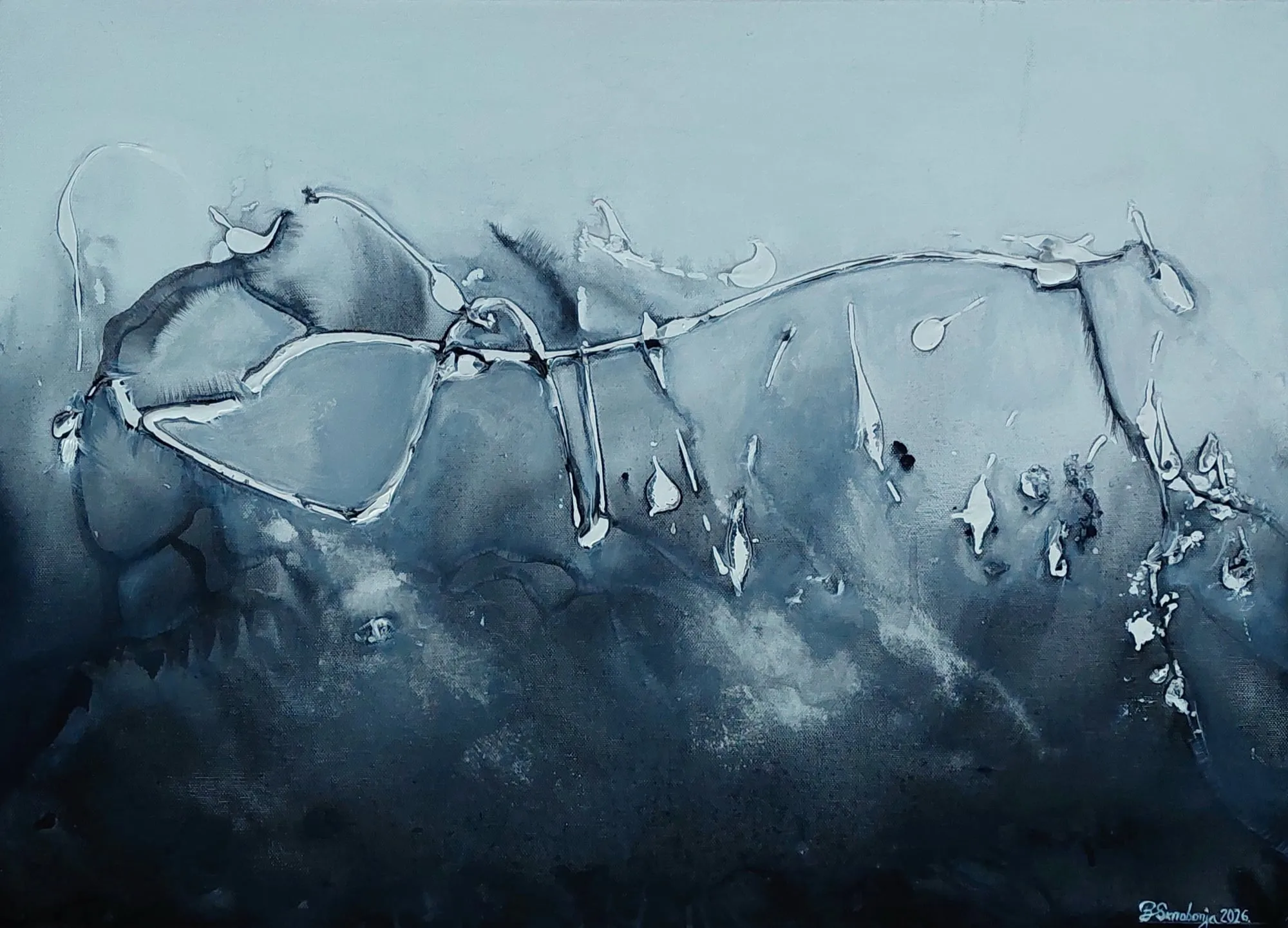 Slika „Oluja“, akril na platnu, 70 × 50 cm, Biljana Skrobonja
