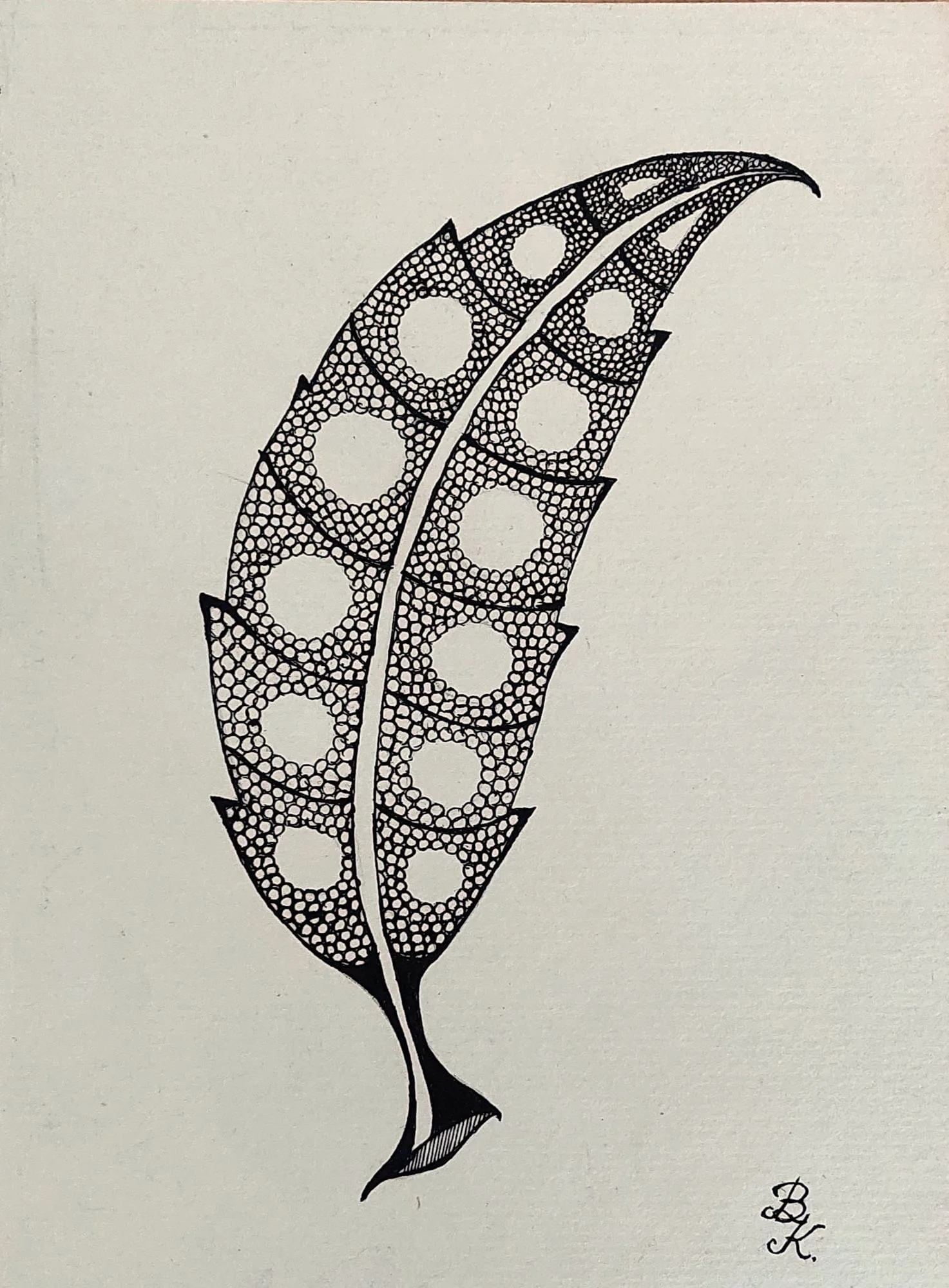 Slika „Pero“, tuš na papiru, 13 × 19 cm, Biljana Skrobonja