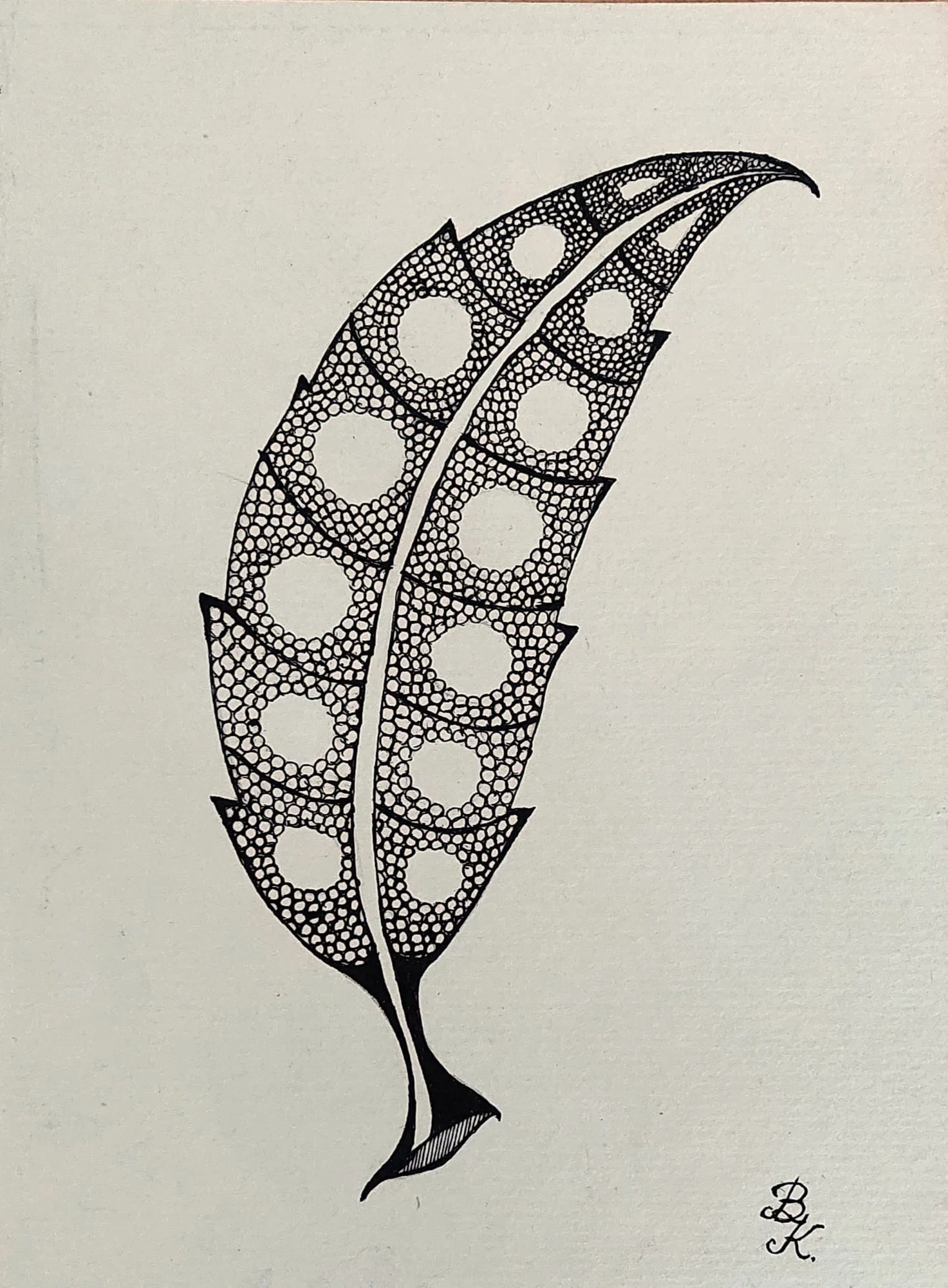 Slika „Pero“, tuš na papiru, 13 × 19 cm, Biljana Skrobonja