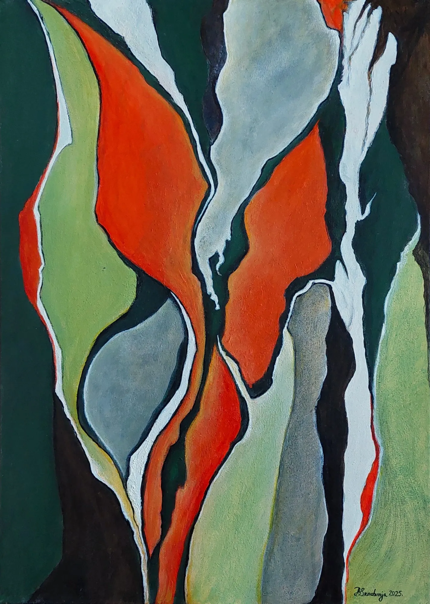Slika „Plamen“, akril na platnu, 50 × 70 cm, Biljana Skrobonja