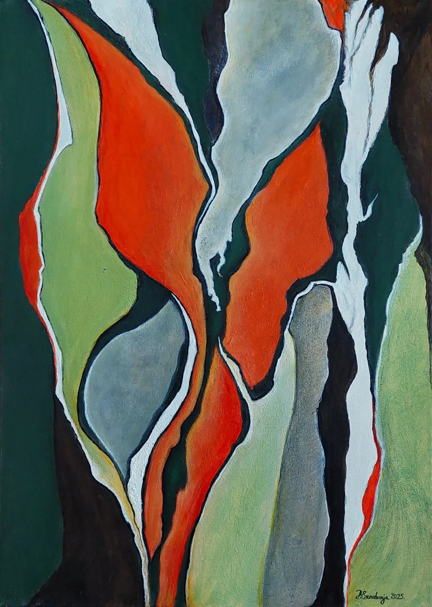Slika „Plamen“, akril na platnu, 50 × 70 cm, Biljana Skrobonja