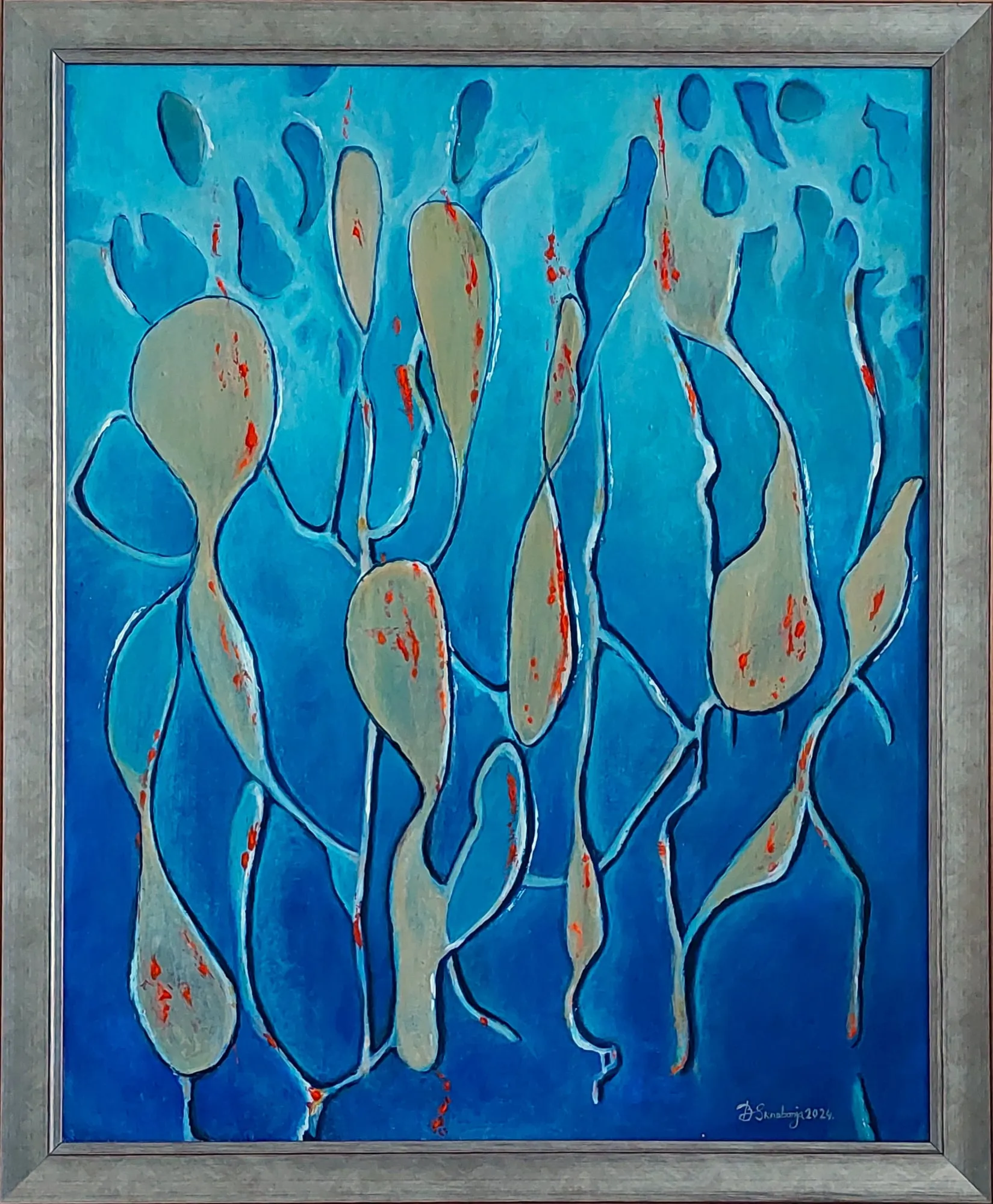 Slika „Plavetnilo“, akril na lesonitu, 49 × 60 cm, Biljana Skrobonja