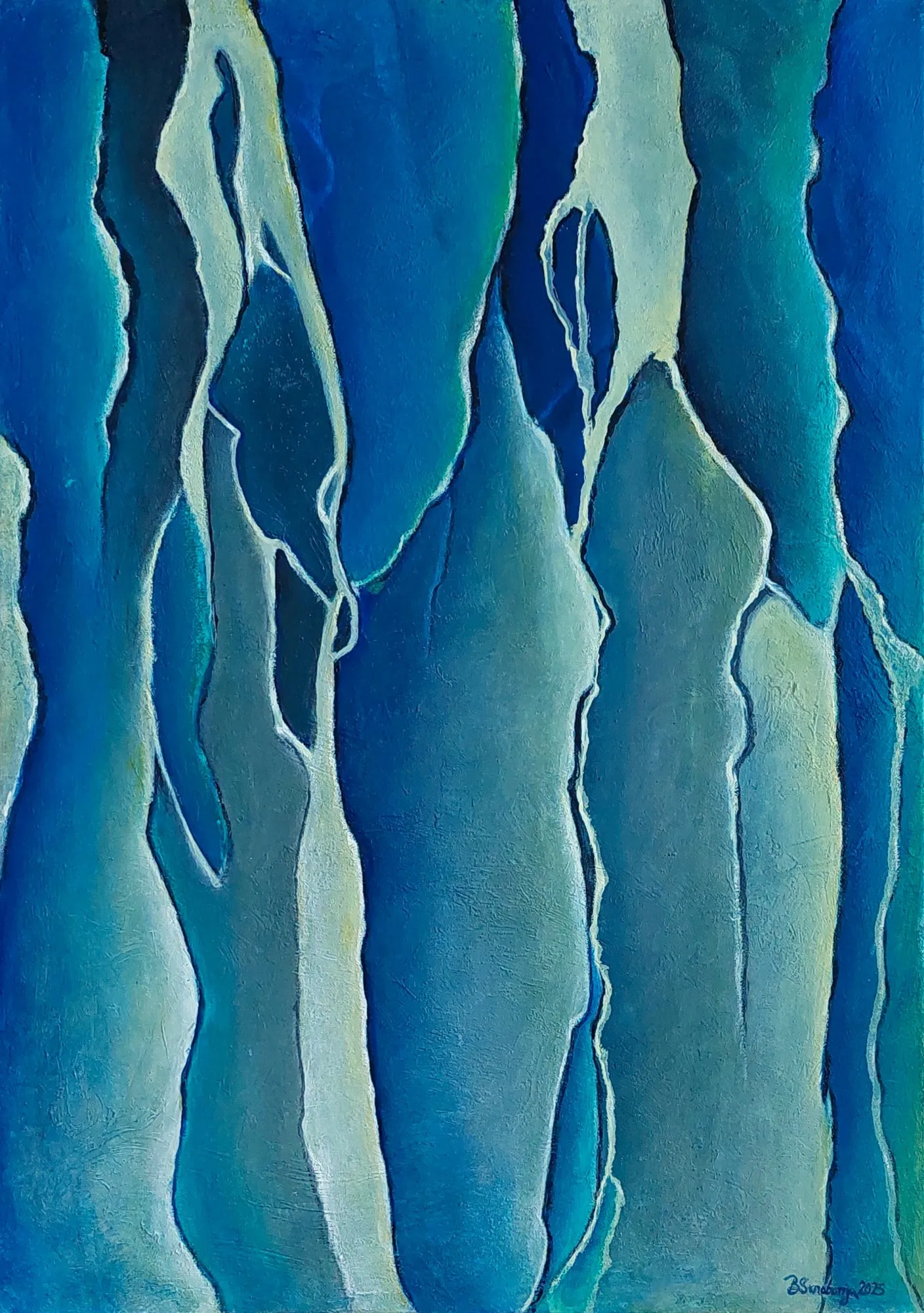 Slika „Plavi slap“, akril na platnu, 50 × 70 cm, Biljana Skrobonja