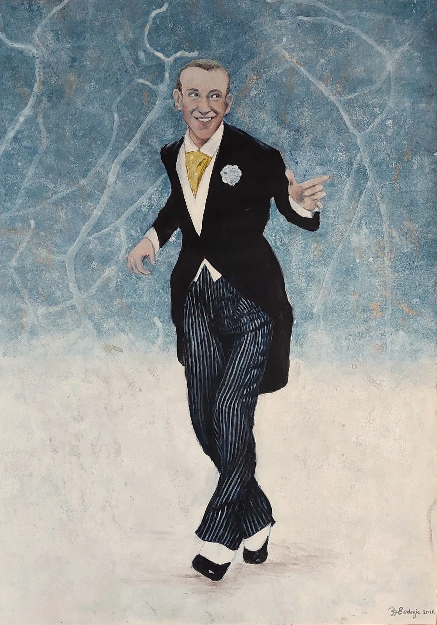 Slika „Plesač“, akril na papiru, 47 × 67 cm, Biljana Skrobonja