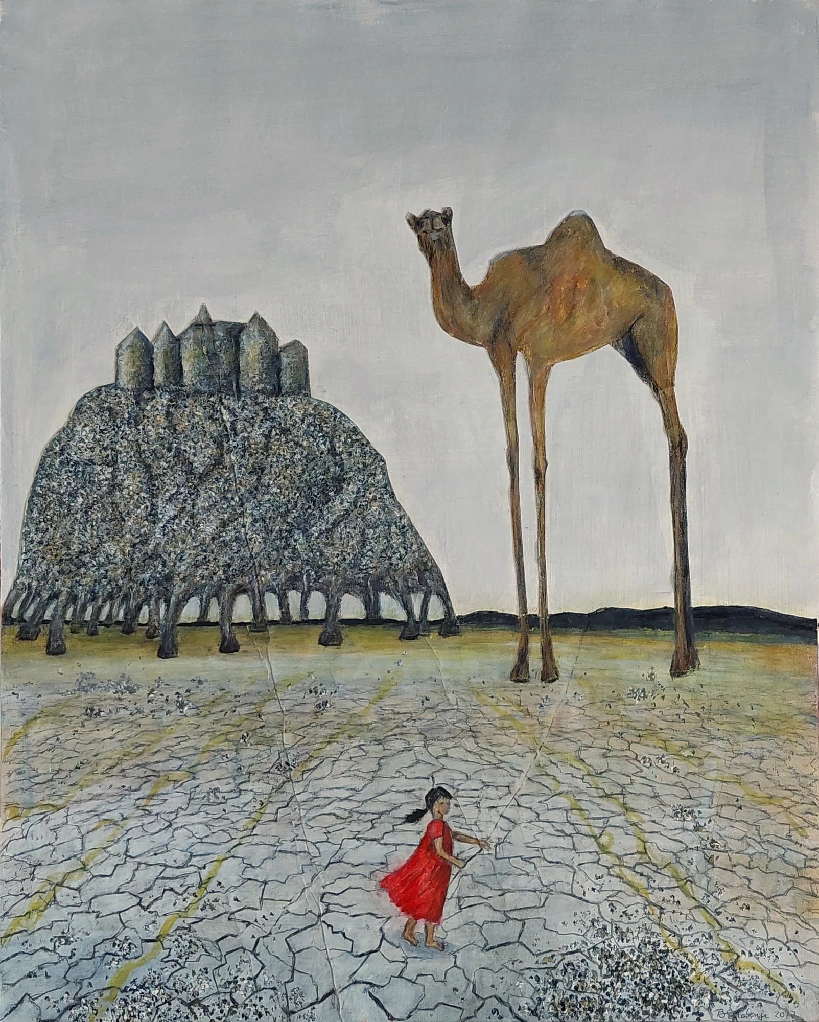 Painting “Desert Dream”, mixed media on paper, 47 × 59 cm, by Biljana Skrobonja
