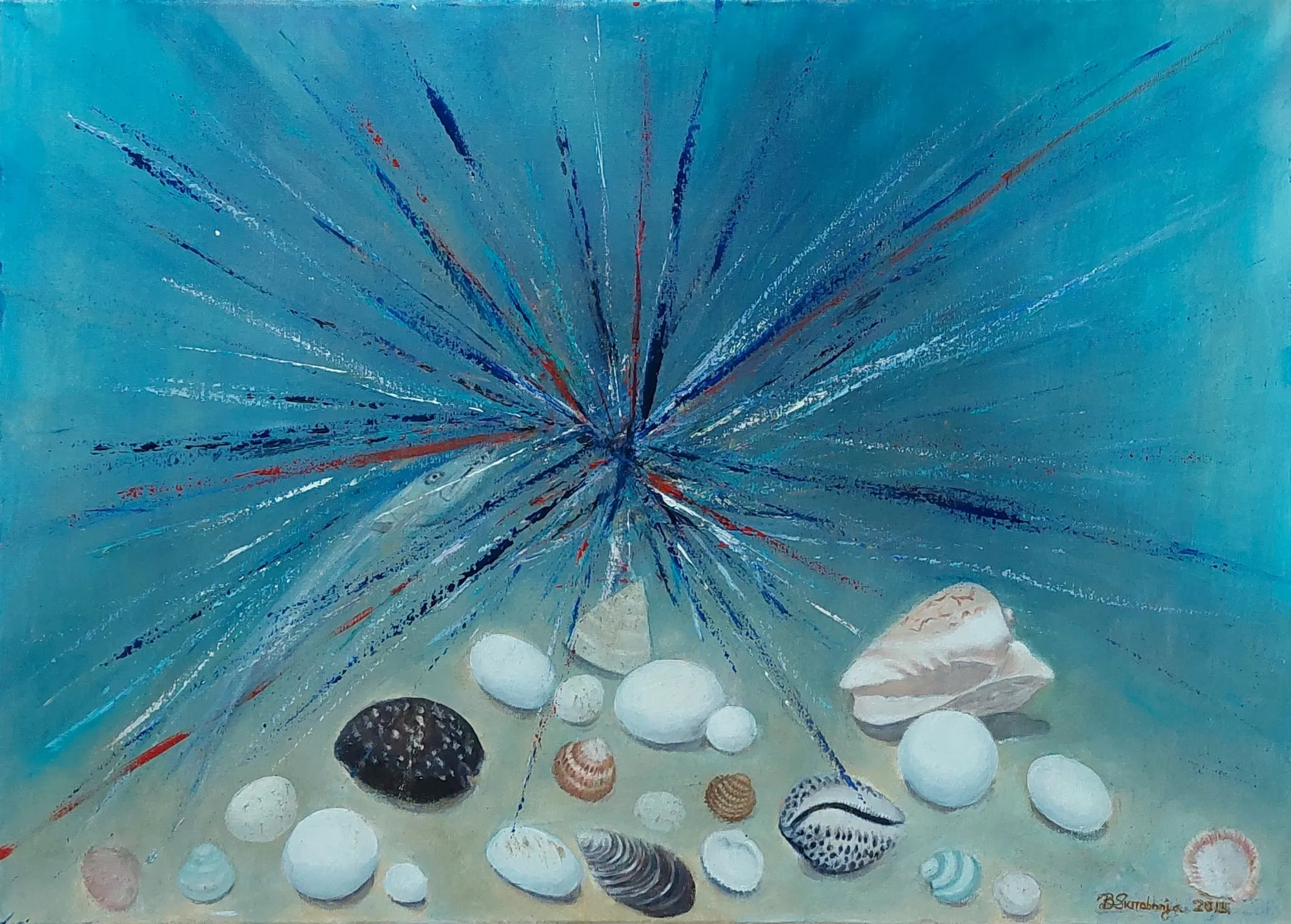 Slika „Školjke“, ulje na platnu, 70 × 50 cm, Biljana Skrobonja