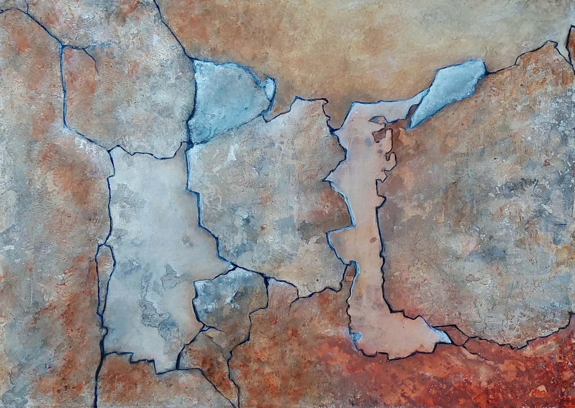 Slika „Stari zid“, akril na platnu, 70 × 50 cm, Biljana Skrobonja