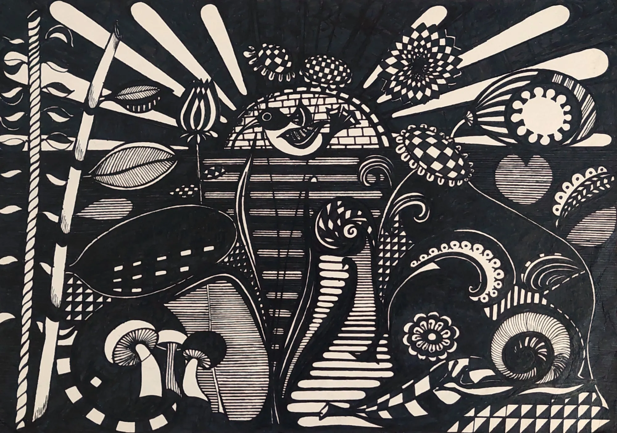 Slika „Šuma“, tuš na papiru, 34 × 24 cm, Biljana Skrobonja