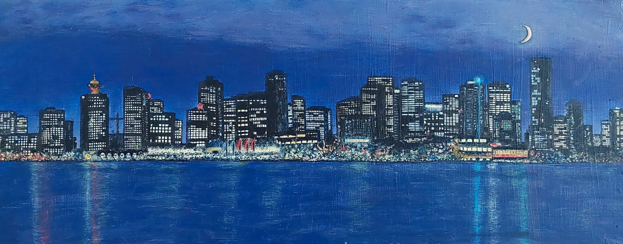 Slika „Vankuver“, mešovita tehnika na dasci, 50 × 20 cm, Biljana Skrobonja