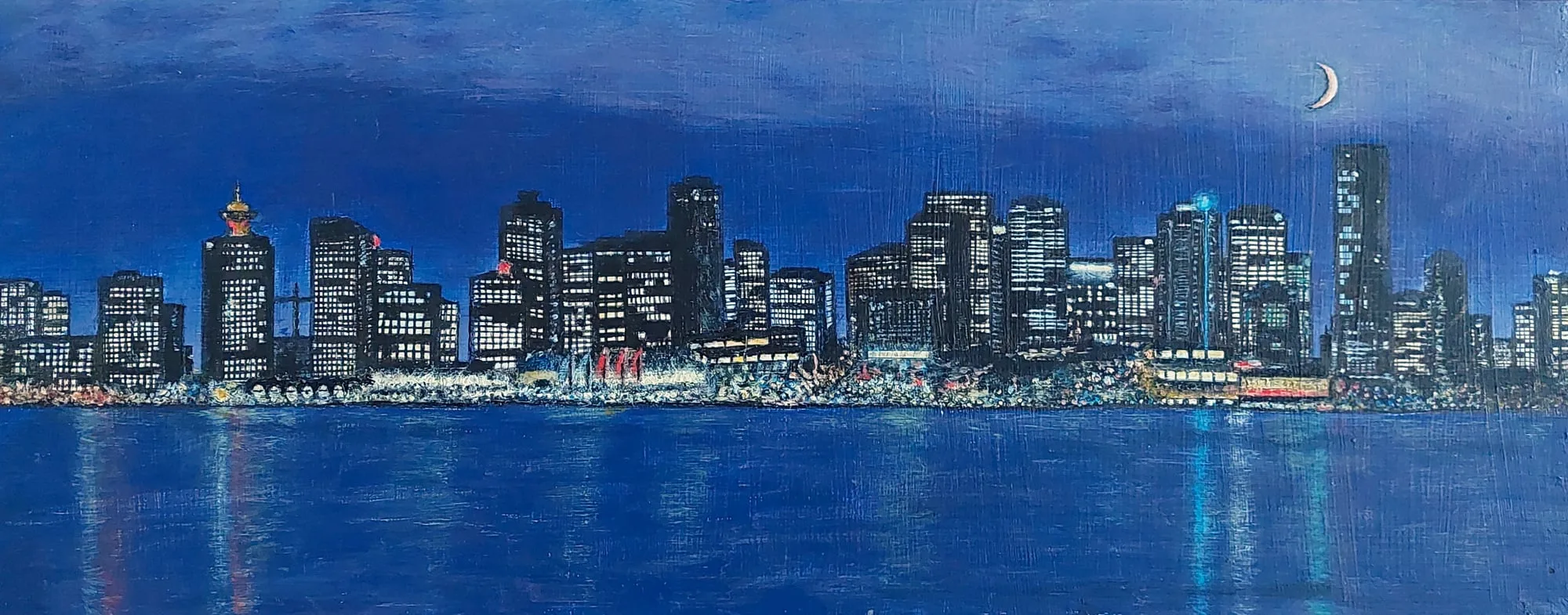 Slika „Vankuver“, mešovita tehnika na dasci, 50 × 20 cm, Biljana Skrobonja